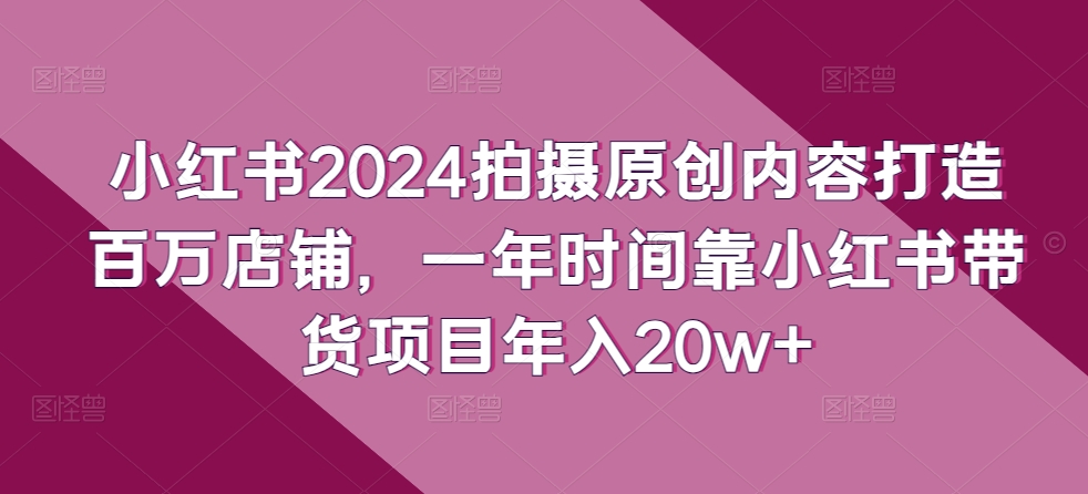 小红书2024拍摄原创内容打造百万店铺，一年时间靠小红书带货项目年入20w+-网创之道