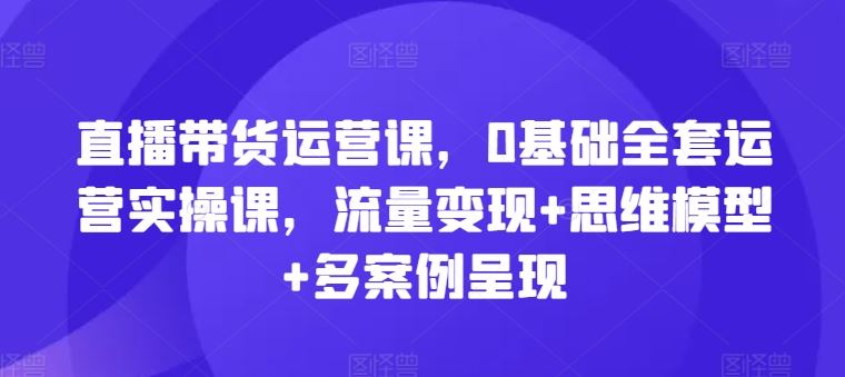 直播带货运营课,0基础全套运营实操课,流量变现+思维模型+多案例呈现-网创之道