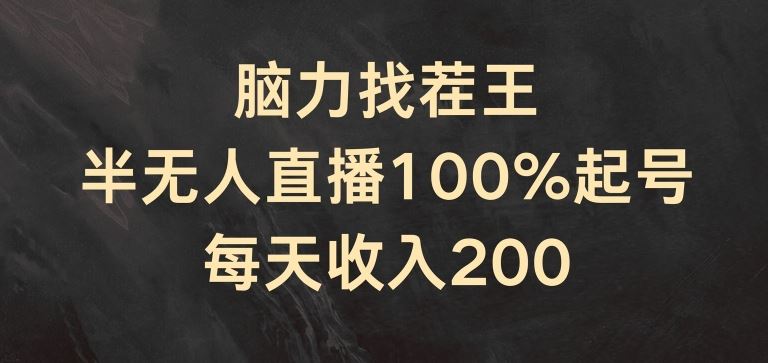 脑力找茬王，半无人直播100%起号，每天收入200+【揭秘】-网创之道