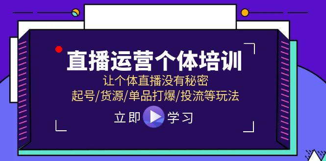 （11636期）直播运营个体培训，让个体直播没有秘密，起号/货源/单品打爆/投流等玩法-网创之道