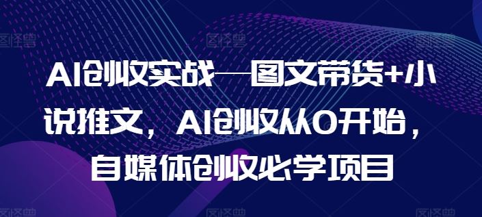 AI创收实战—图文带货+小说推文，AI创收从0开始，自媒体创收必学项目-网创之道