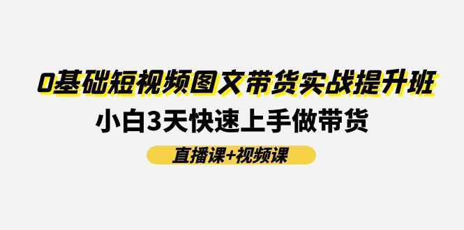 0基础短视频图文带货实战提升班，小白3天快速上手做带货(直播课+视频课)-网创之道