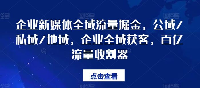 企业新媒体全域流量掘金,公域/私域/地域,企业全域获客,百亿流量收割器-网创之道