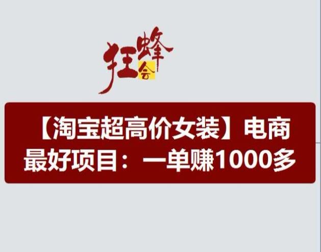 淘宝超高价女装项目，电商最好赛道，一单赚1000多-网创之道