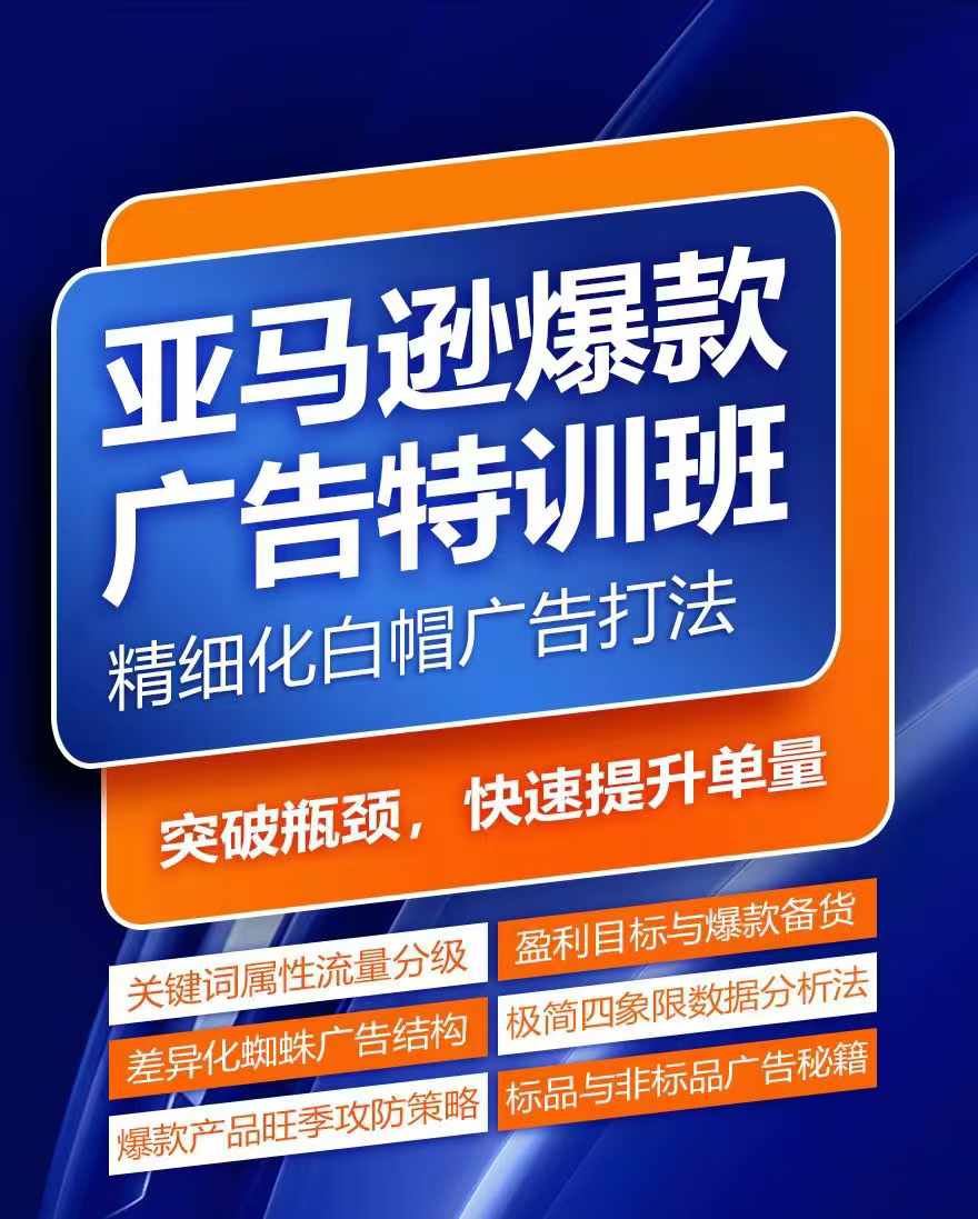亚马逊爆款广告特训班，快速掌握亚马逊关键词库搭建方法，有效优化广告数据并提升旺季销量-网创之道