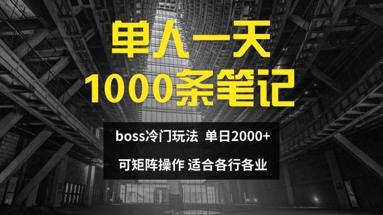 单人一天1000条笔记，日入2000+，BOSS直聘的正确玩法【揭秘】-网创之道