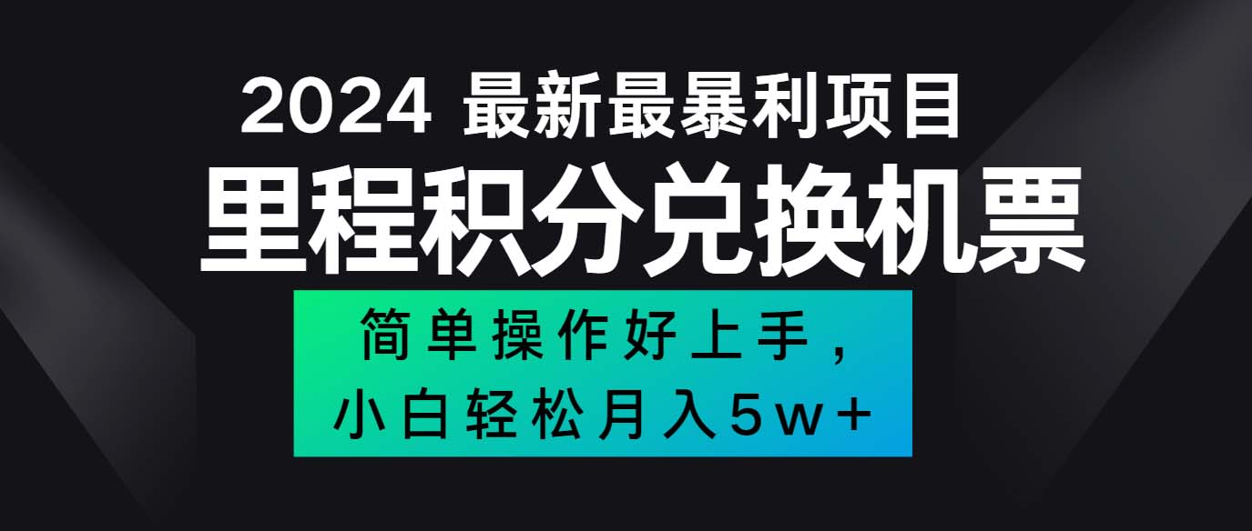 （12016期）2024最新里程积分兑换机票，手机操作小白轻松月入5万++-网创之道