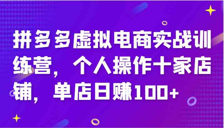拼多多虚拟电商实战训练营，个人操作十家店铺，单店日赚100+-网创之道