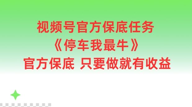 视频号官方保底任务，停车我最牛，官方保底只要做就有收益【揭秘】-网创之道