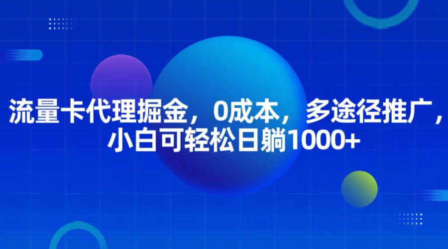 流量卡代理掘金，0成本，多途径推广，小白可轻松日躺1000+-网创之道