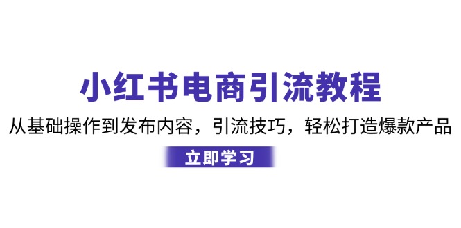 小红书电商引流教程：从基础操作到发布内容，引流技巧，轻松打造爆款产品-网创之道