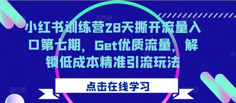 小红书训练营28天撕开流量入口第七期，Get优质流量，解锁低成本精准引流玩法-网创之道