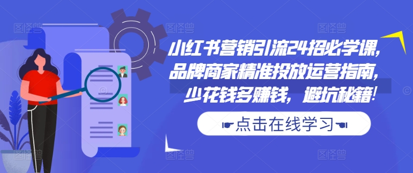 小红书营销引流24招必学课，品牌商家精准投放运营指南，少花钱多赚钱，避坑秘籍!-网创之道