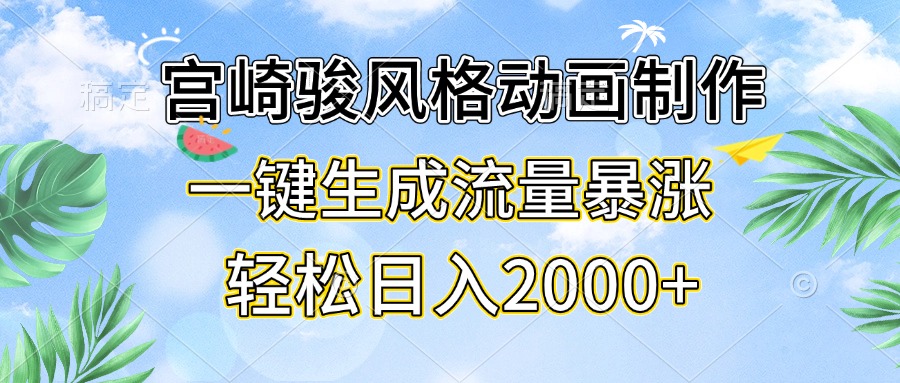 宫崎骏风格动画制作，一键生成流量暴涨，轻松日入2000+-网创之道
