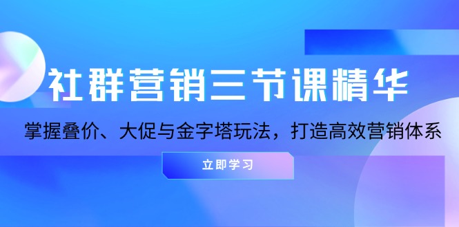 社群营销三节课精华：掌握叠价、大促与金字塔玩法，打造高效营销体系-网创之道