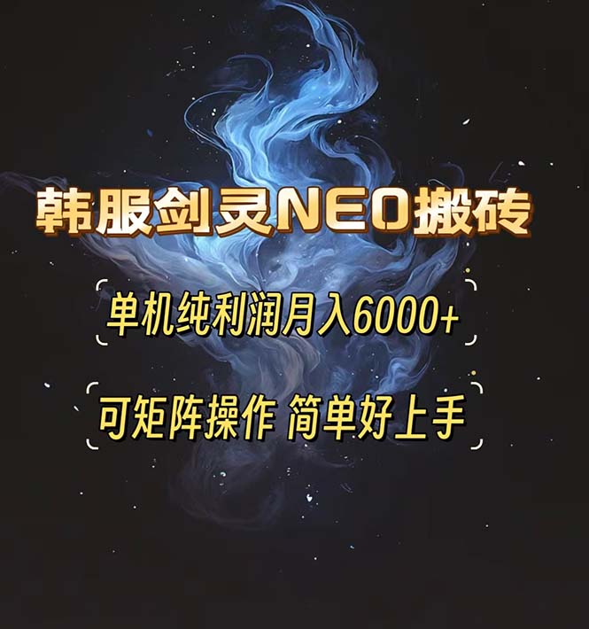 韩服剑灵NEO搬砖攻略，单机纯利润月入6000+ 可矩阵操作，简单好上手。-网创之道