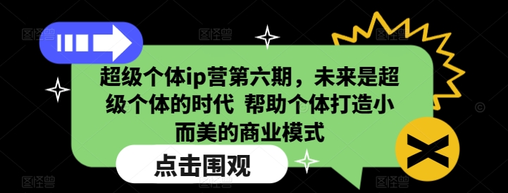 超级个体ip营第六期，未来是超级个体的时代  帮助个体打造小而美的商业模式-网创之道