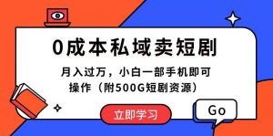 (10226期)0成本私域卖短剧,月入过万,小白一部手机即可操作(附500G短剧资源)-网创之道