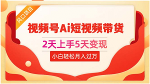 （10807期）2天上手5天变现视频号Ai短视频带货0粉丝0基础小白轻松月入过万-网创之道
