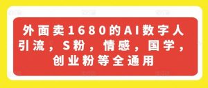 外面卖1680的AI数字人引流，S粉，情感，国学，创业粉等全通用-网创之道