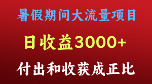 一天收益3000+,暑假期间, 这个项目才是真火-网创之道
