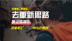 去重新思路,详细教你自媒体视频二剪搬运技术,自己加工双重去重100%过原创-网创之道