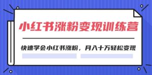 (11762期)2024小红书涨粉变现训练营,快速学会小红书涨粉,月入十万轻松变现(40节)-网创之道