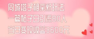 同城搭子相亲新玩法一篇帖子引流80人当日变现3600元(项目教程+实操教程)【揭秘】-网创之道