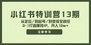 小红书特训营13期,从定位/到起号/到变现全路径,0-1打造赚钱IP,月入10w+-网创之道