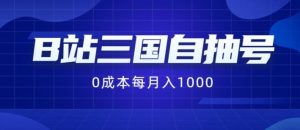 B站三国自抽号项目，0成本纯手动，每月稳赚1000【揭秘】-网创之道