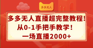（12008期）多多无人直播超完整教程!从0-1手把手教学！一场直播2000+-网创之道