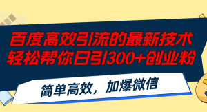 (12064期)百度高效引流的最新技术,轻松帮你日引300+创业粉,简单高效,加爆微信-网创之道