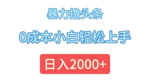 （12068期）暴力撸头条，0成本小白轻松上手，日入2000+-网创之道