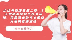 小红书训练营第二期,5天帮助你学会小红书店铺,用最简单的方式帮助大家快速赚到钱-网创之道