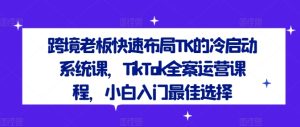 跨境老板快速布局TK的冷启动系统课,TikTok全案运营课程,小白入门最佳选择-网创之道