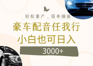 (12206期)不为人知的暴力小项目,豪车配音,日入3000+-网创之道