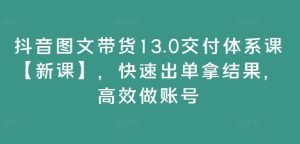 抖音图文带货13.0交付体系课【新课】,快速出单拿结果,高效做账号-网创之道