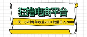 (12463期)一天一小时 狂撸电商平台 每单收益200+ 批量日入2000+-网创之道