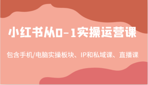 小红书从0-1实操运营课,包含手机/电脑实操板块、IP和私域课、直播课(97节)-网创之道