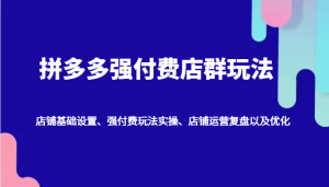 拼多多强付费店群玩法:店铺基础设置、强付费玩法实操、店铺运营复盘以及优化-网创之道
