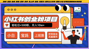 小红书创业粉日+500,月入10W+,无脑操作,每天20分钟-网创之道