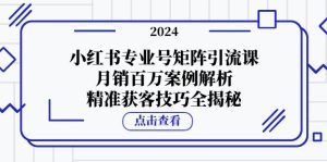 小红书专业号矩阵引流课,月销百万案例解析,精准获客技巧全揭秘-网创之道