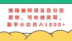 携程搬砖项目,百分百原创,可实操变现,新手小白月入1000+-网创之道