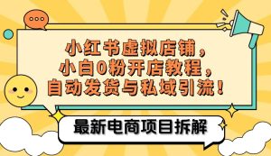 小红书电商,小白虚拟类目店铺教程,被动收益+私域引流-网创之道