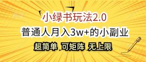 小绿书玩法2.0,超简单,普通人月入3w+的小副业,可批量放大-网创之道