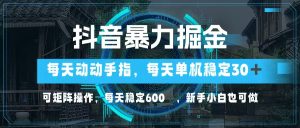 抖音暴力掘金,动动手指就可以,单机30+,可矩阵操作,每天稳定600+,…-网创之道