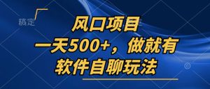一天500+，只要做就有，软件自聊玩法-网创之道