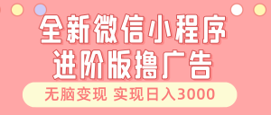 全新微信小程序进阶版撸广告 无脑变现睡后也有收入 日入3000+-网创之道
