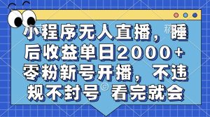 小程序无人直播,睡后收益单日2000+ 零粉新号开播,不违规不封号 看完就会-网创之道