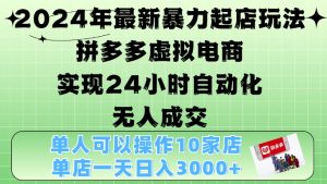 2024年最新暴力起店玩法，拼多多虚拟电商4.0，24小时实现自动化无人成交，单店月入3000+-网创之道